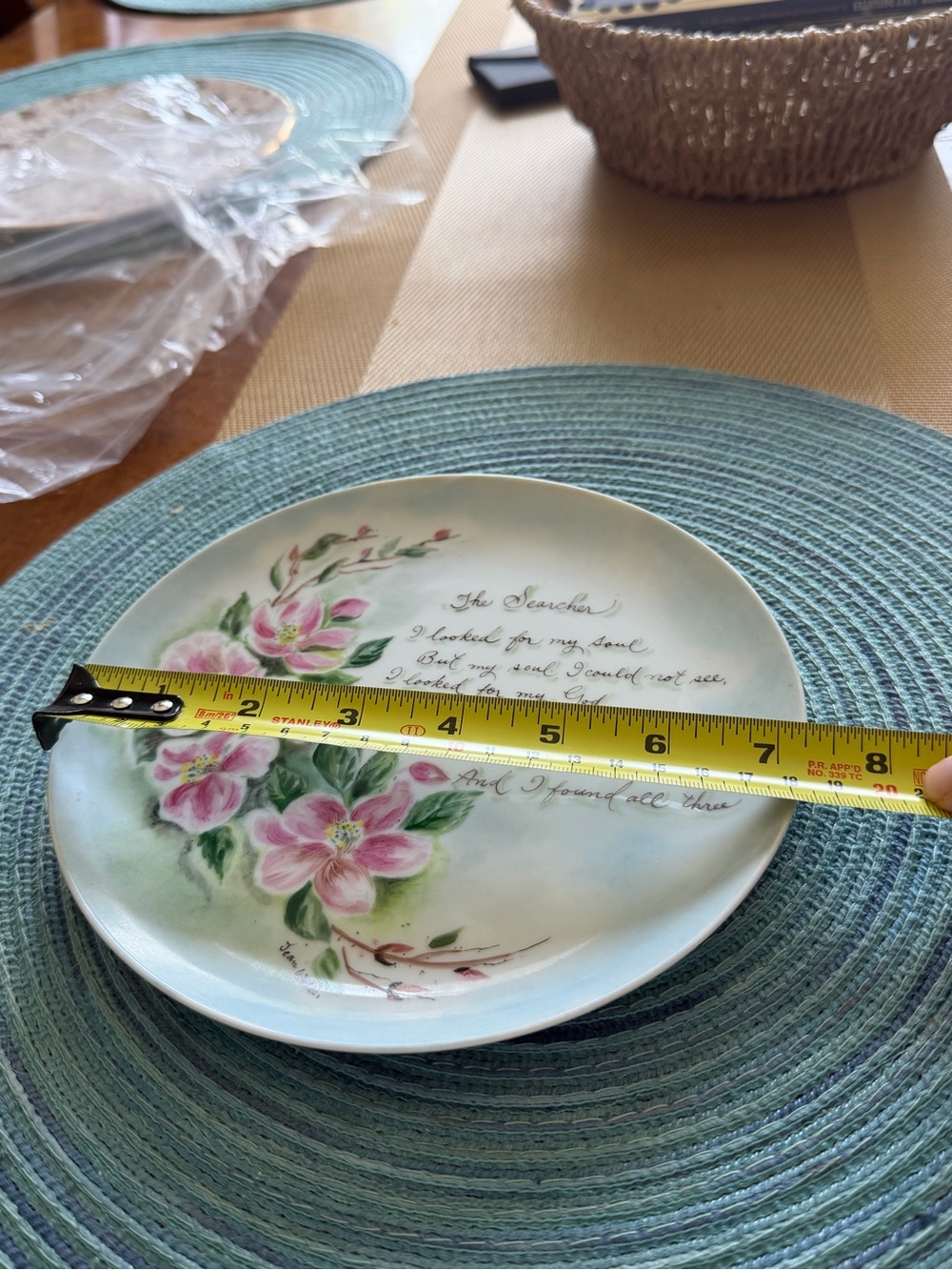 Vintage Floral Decorative Serving Plate with Inspirational Script - Pink - Picture 5 of 5